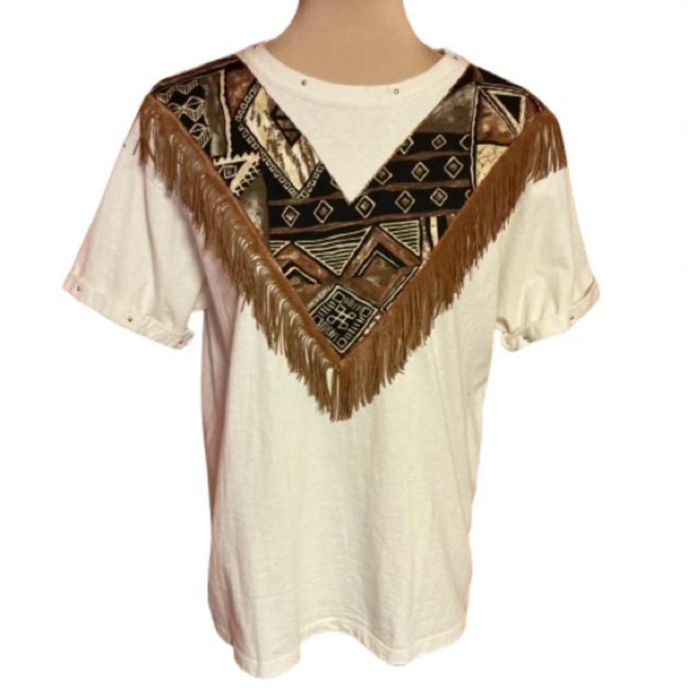 Vintage 90s Southwest fringed n studded top
